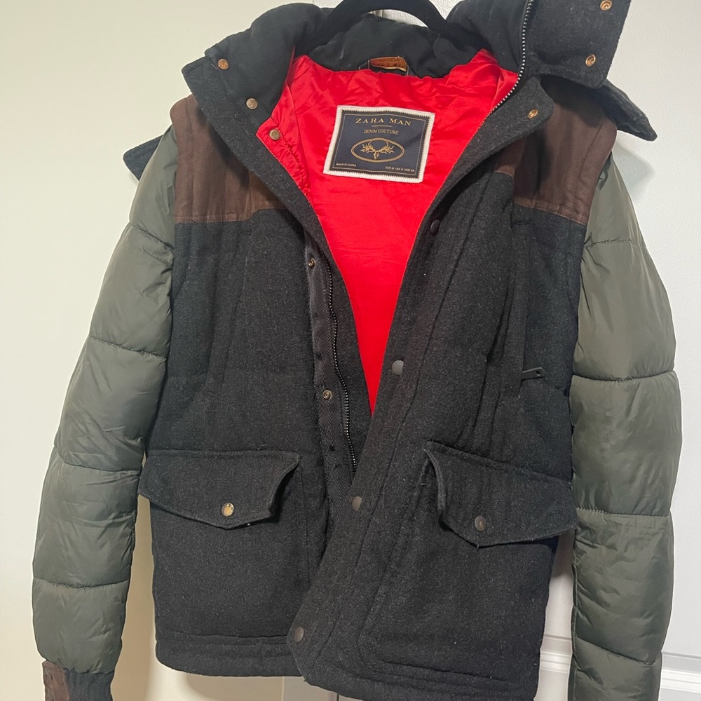 Zara puffer coat removable arms and hood